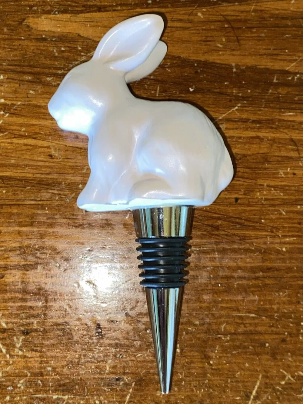Adorable Threshold Bunny Rabbit Wine Bottle Stopper, Light Pink Stoneware